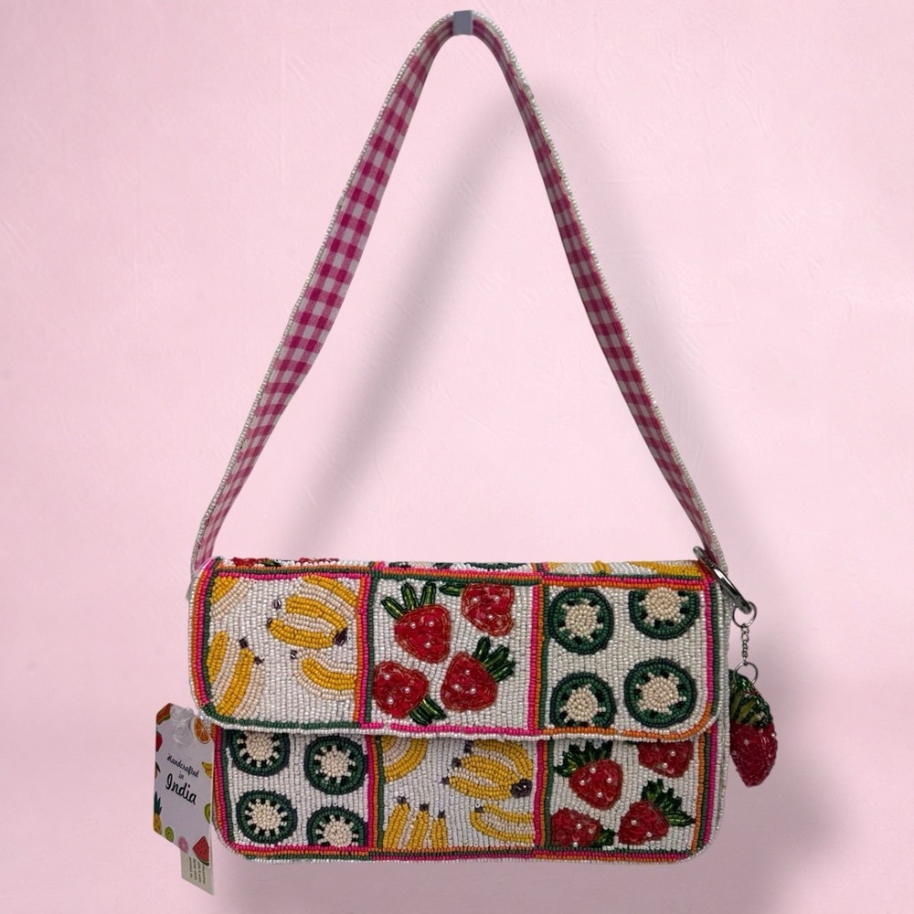 Handcrafted‎ India Fruit Market Beaded Shoulder Bag Charm Tommy Fiona Multicolor